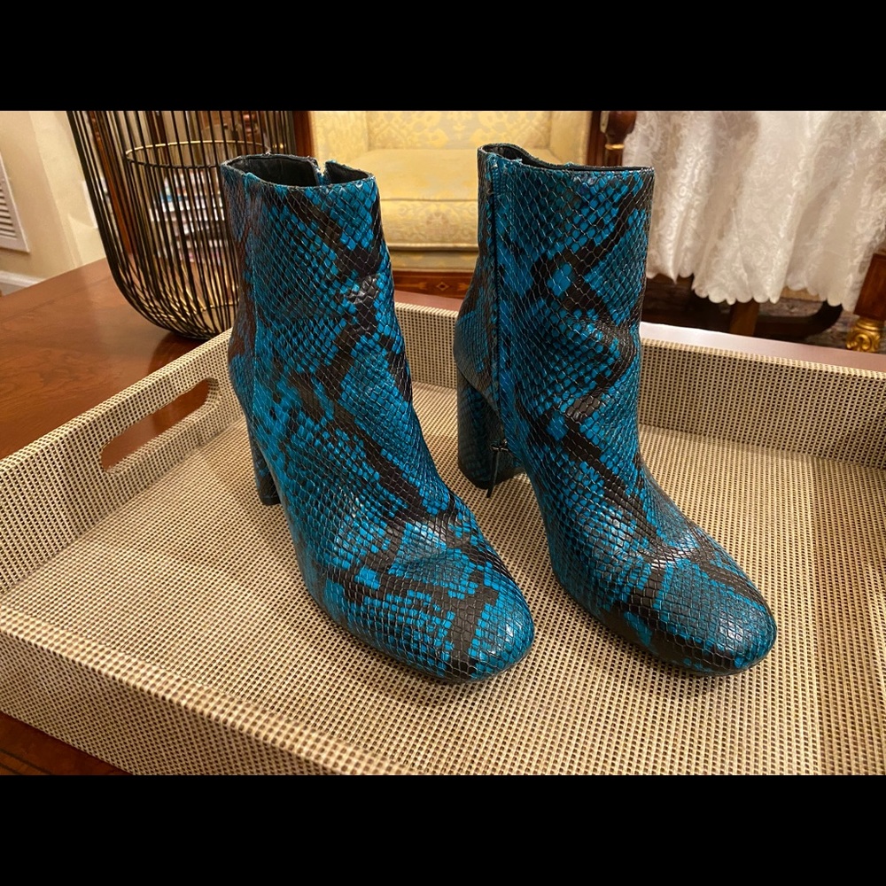 Alice And Olivia Blue Python Booties - image 3